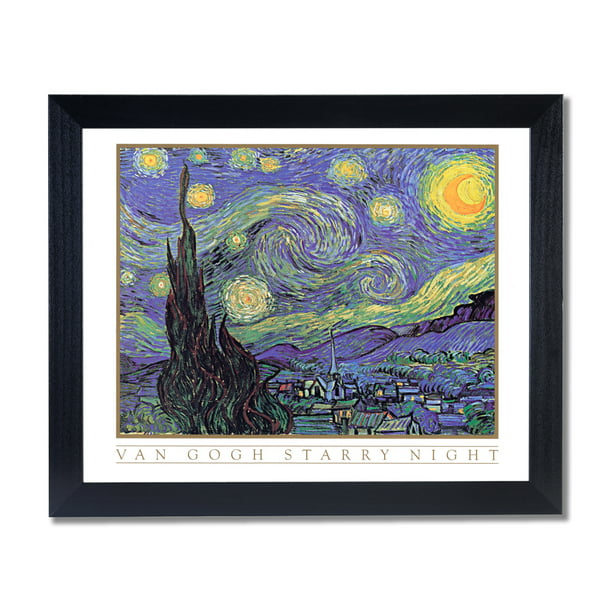 Vincent Van Gogh Night Stars Wall Picture Black Framed Art Print